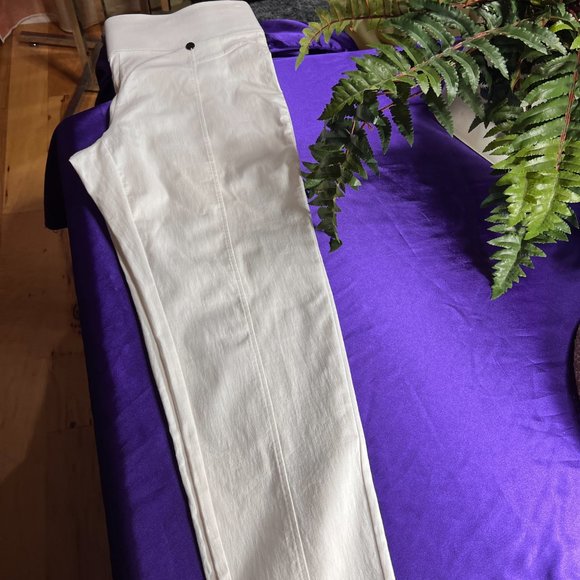 📌Canda White Stretch Skinny Pants with Wide Comfy Elastic Waistline - Picture 10 of 16
